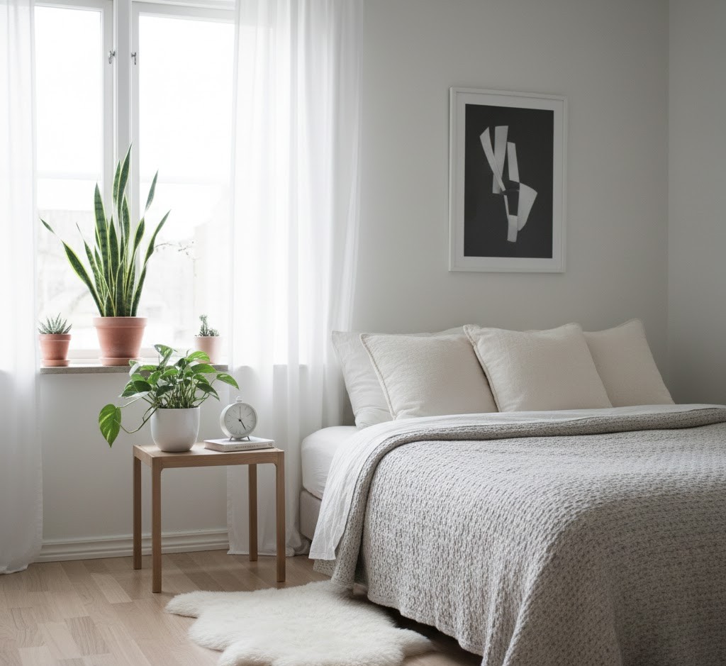Bedroom with plants