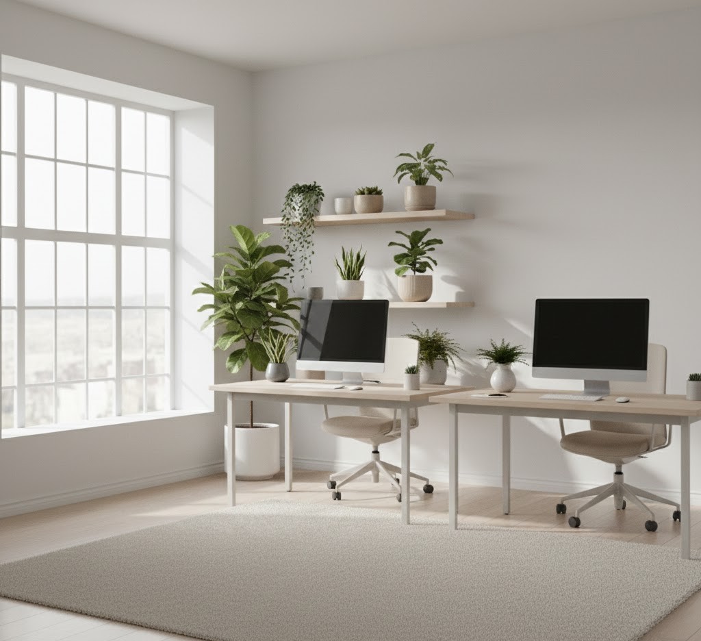 Office space with plants